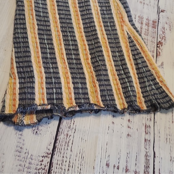 New Free People Cotton Fine Line Slim FLARE Pants EXTRA SMALL ORANGE/NAVY- NWOT - Picture 5 of 6